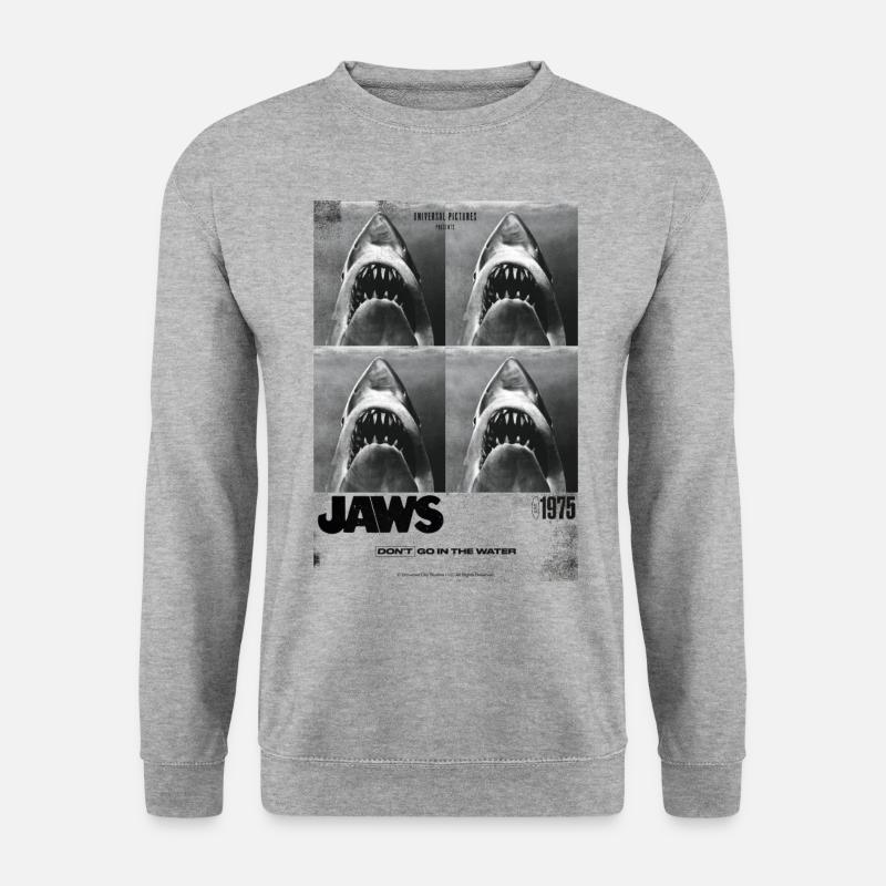 Der Weiße Hai Jaws Geh Nicht Ins Wasser - Unisex Pullover - Weißgrau meliert