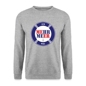 Mehr Meer Lustiger Spruch Nordsee Ostsee Liebe - Unisex Pullover - Weißgrau meliert - Vorne - Alina (178cm) & Michal (187cm)