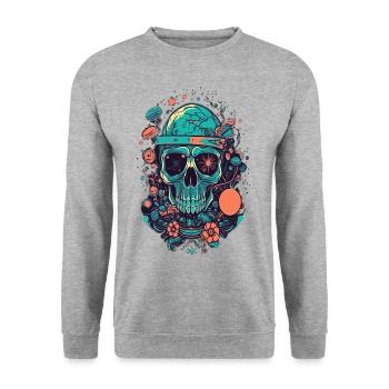 vecteur psychédélique crâne illustration magie Design - Sweat-shirt Unisexe - gris chiné - Devant - Alina (178cm) & Michal (187cm)
