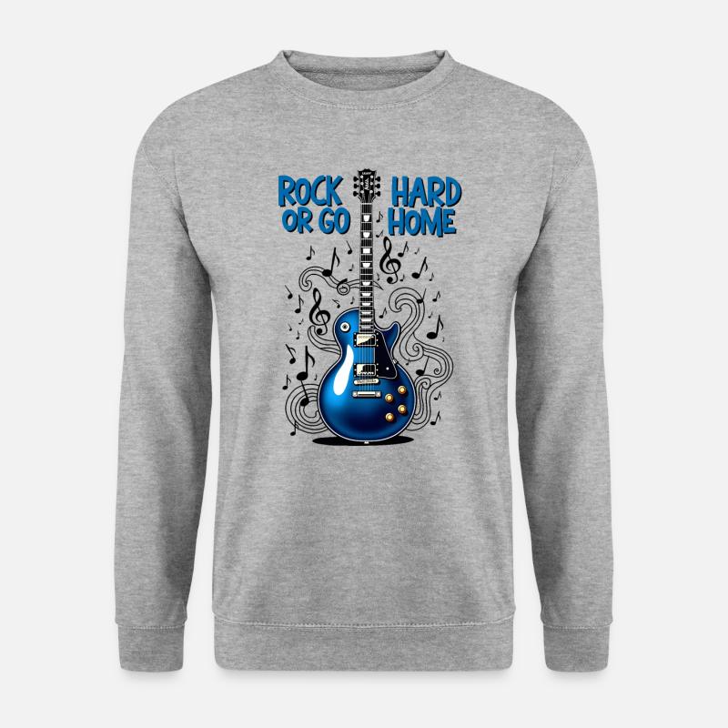 E-Gitarre - Rock hard or go home - Unisex Pullover - Weißgrau meliert