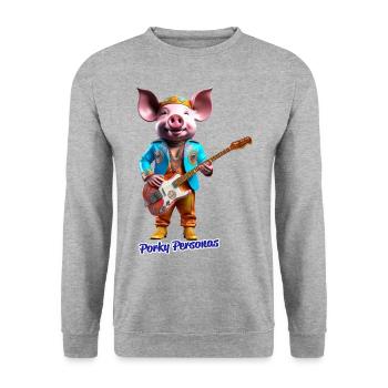 Porky personas. Fun pig characters. Carlos Santana - Unisex Sweatshirt - salt & pepper - Front - Alina (178cm) & Michal (187cm)