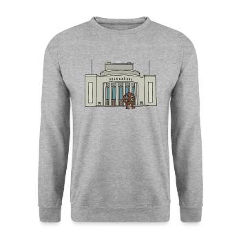 Volksbühne de Berlin c - Sweat-shirt Unisexe - gris chiné - Devant - Alina (178cm) & Michal (187cm)
