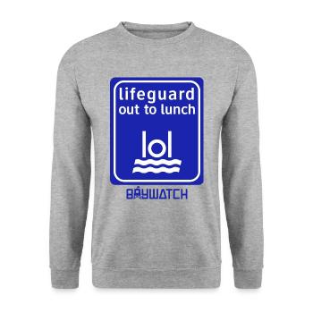 Baywatch Lol Lifeguard Out To Lunch - Unisex Pullover - Weißgrau meliert - Vorne - Alina (178cm) & Michal (187cm)