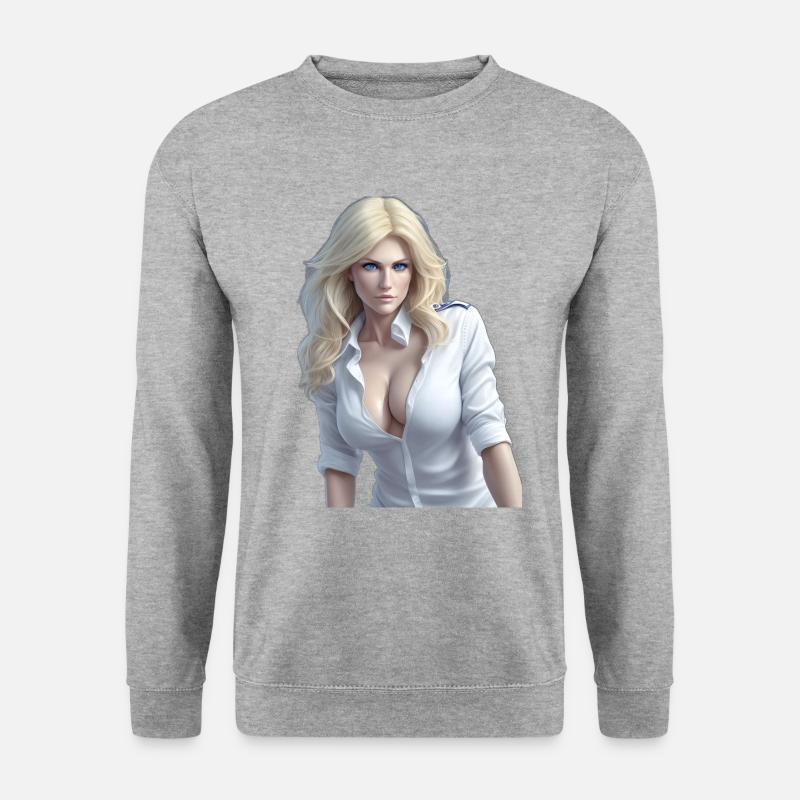 Blonde Frau - Unisex Pullover - Weißgrau meliert