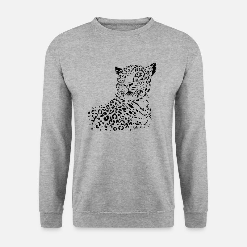 Wachsamer Leopard - Unisex Pullover - Weißgrau meliert