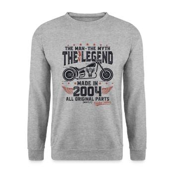 2004 Vintage Homme Mythe Légende Moto - Sweat-shirt Unisexe - gris chiné - Devant - Alina (178cm) & Michal (187cm)