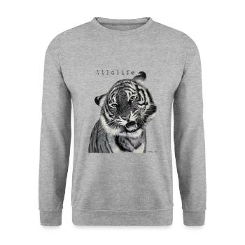 Tiger - Unisex Sweatshirt - salt & pepper - Front - Alina (178cm) & Michal (187cm)