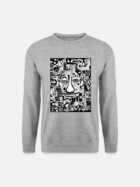 Graffiti Inspirationen:Tapir - Unisex Pullover - Weißgrau meliert
