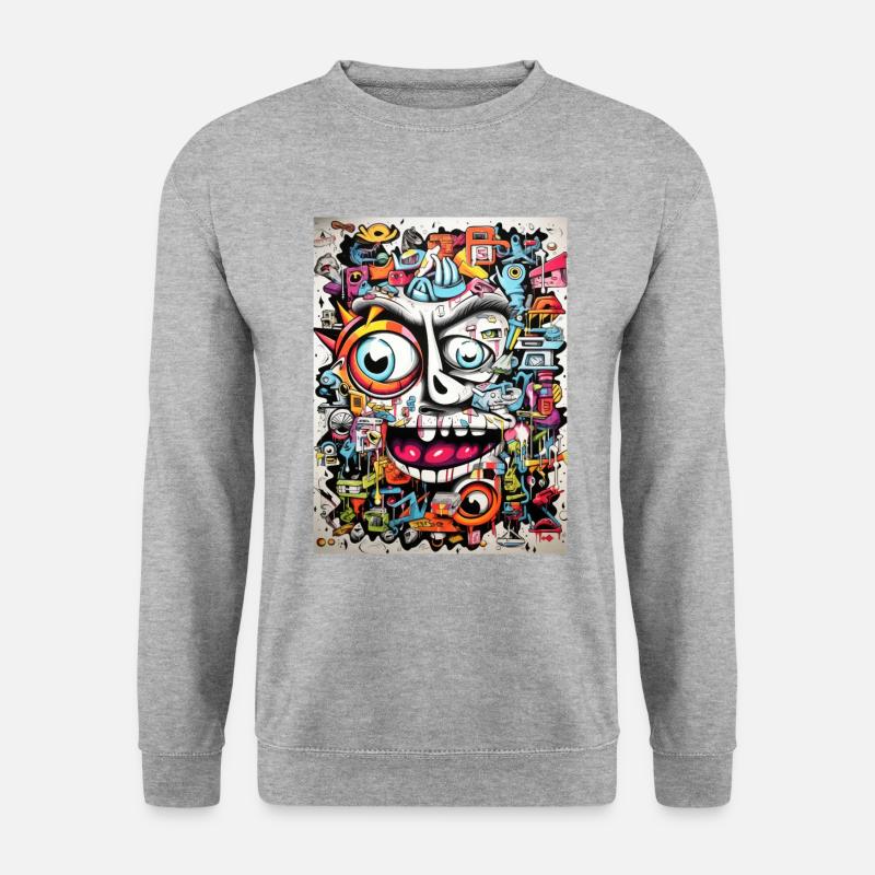 Graffiti Inspirationen:Gnu - Unisex Pullover - Weißgrau meliert