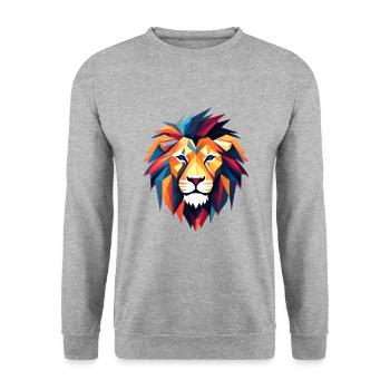 Géométrie Lion II - Sweat-shirt Unisexe - gris chiné - Devant - Alina (178cm) & Michal (187cm)