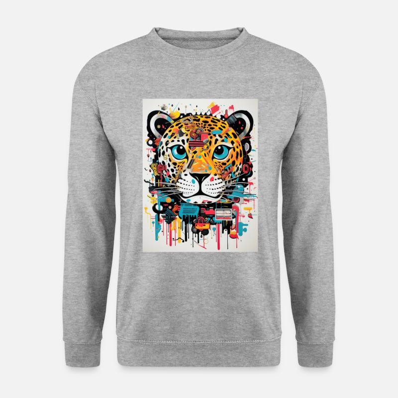 Leopard graffiti - Unisex Pullover - Weißgrau meliert