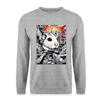 Cochon d’Inde géométrique - Sweat-shirt Unisexe - gris chiné - Devant - Alina (178cm) & Michal (187cm)