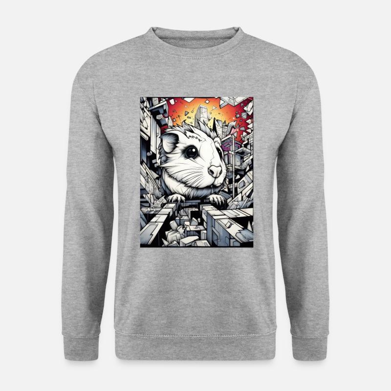 meerschwein geometric - Unisex Pullover - Weißgrau meliert