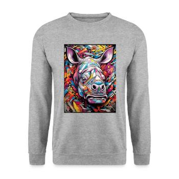 Graffiti d’hippopotame - Sweat-shirt Unisexe - gris chiné - Devant - Alina (178cm) & Michal (187cm)
