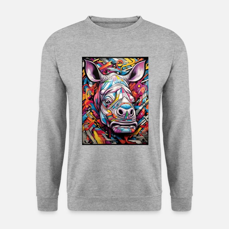 hippo graffiti - Unisex Pullover - Weißgrau meliert