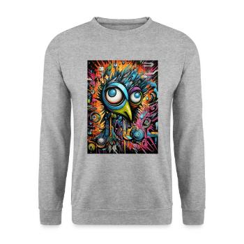 Peacock Graffiti - Unisex Sweatshirt - salt & pepper - Front - Alina (178cm) & Michal (187cm)