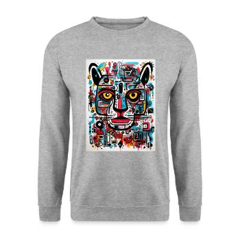 jaguar geometric - Unisex Pullover - Weißgrau meliert - Vorne - Alina (178cm) & Michal (187cm)