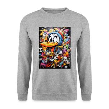 Graffiti de canard - Sweat-shirt Unisexe - gris chiné - Devant - Alina (178cm) & Michal (187cm)