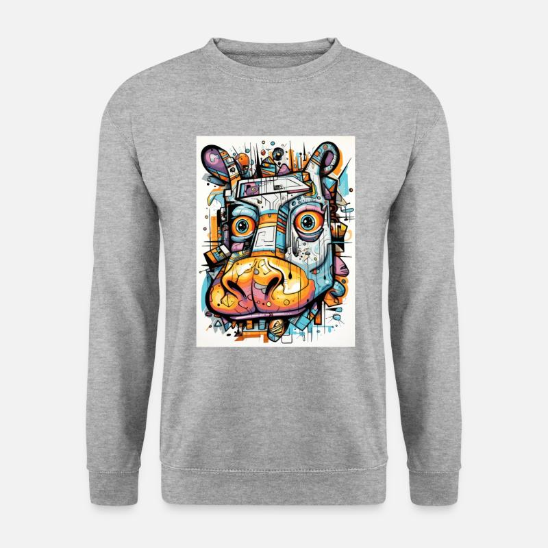 Hippopotame Graffiti Abstrait - Sweat-shirt Unisexe - gris chiné