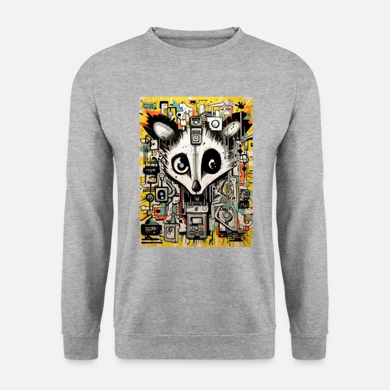 opossum graffiti geometric - Unisex Pullover - Weißgrau meliert