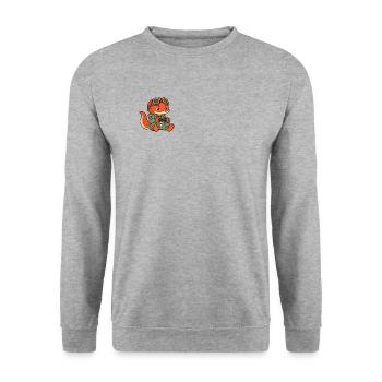 Schläfriger Gamer Salamander - Unisex Pullover - Weißgrau meliert - Vorne - Alina (178cm) & Michal (187cm)