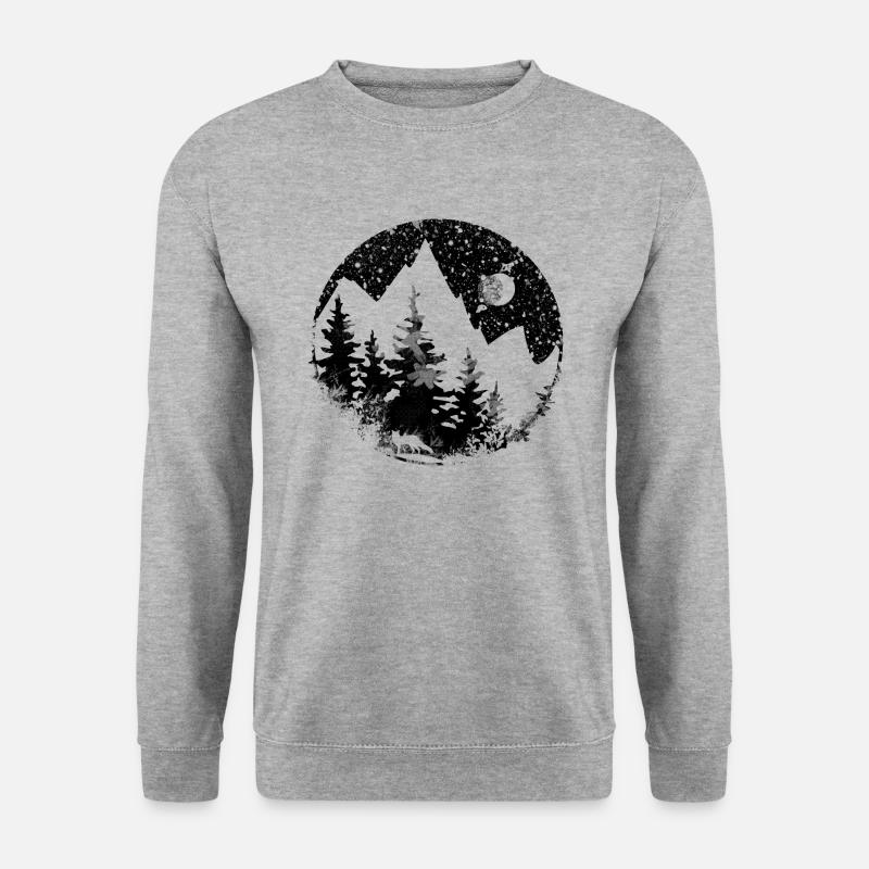 Berglandschaft bei Nacht - Unisex Pullover - Weißgrau meliert
