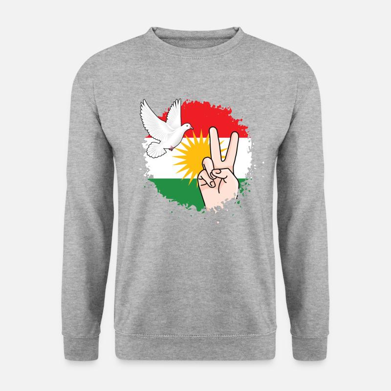 Kurdistan Flagge Peace Kurdisch Kurdish Geschenk - Unisex Pullover - Weißgrau meliert