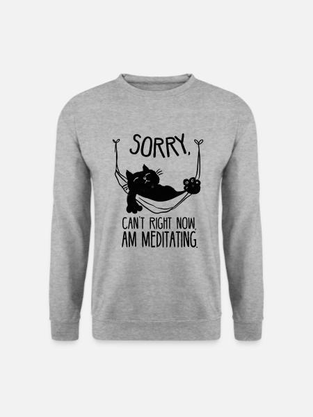 Chillende Katze in Hängematte Retro - Unisex Pullover - Weißgrau meliert