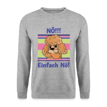 Nö! Sturer Pudel mit verschränkten Pfoten - Unisex Pullover - Weißgrau meliert - Vorne - Alina (178cm) & Michal (187cm)