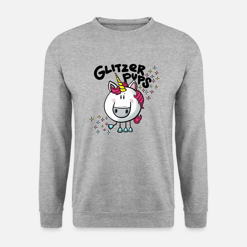 Einhorn Glitzerpups - Unisex Pullover - Weißgrau meliert