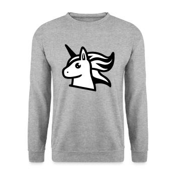 Süßes Einhorn im Comicstil - Unisex Pullover - Weißgrau meliert - Vorne - Alina (178cm) & Michal (187cm)