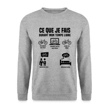 Ce Que Je Fais Pendant Mon Temps Libre Vélo - Sweat-shirt Unisexe - gris chiné - Devant - Alina (178cm) & Michal (187cm)