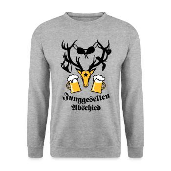 Hirsch JGA beer one 3c b - Unisex Sweatshirt - salt & pepper - Front - Alina (178cm) & Michal (187cm)