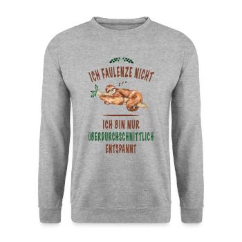 Ich faulenze nicht Faultier Lustige Sprüche - Unisex Pullover - Weißgrau meliert - Vorne - Alina (178cm) & Michal (187cm)