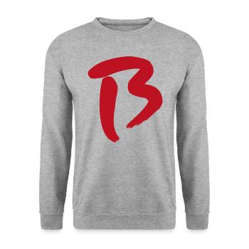Grosses B / Initale - Unisex Pullover - Weißgrau meliert - Vorne - Alina (178cm) & Michal (187cm)