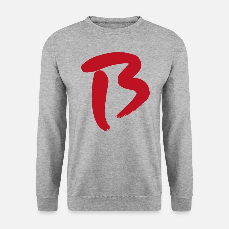 Grosses B / Initale - Unisex Pullover - Weißgrau meliert