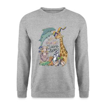 "Only Humans are homophobic" Pride Animals - Unisex Sweatshirt - salt & pepper - Front - Alina (178cm) & Michal (187cm)