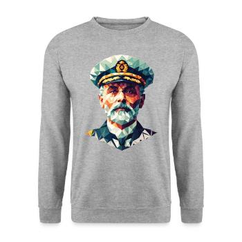 Portrait Captain Edward Smith Polygon Art - Unisex Sweatshirt - salt & pepper - Front - Alina (178cm) & Michal (187cm)