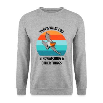 Bird Watching Bird Watching Birding Bird - Unisex Sweatshirt - salt & pepper - Front - Alina (178cm) & Michal (187cm)