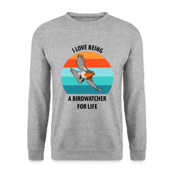 Bird Watching Bird Watching Birding Bird - Unisex Sweatshirt - salt & pepper - Front - Alina (178cm) & Michal (187cm)
