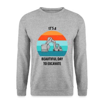 Excavatrice Conducteur d’excavatrice Camion d’excavatrice - Sweat-shirt Unisexe - gris chiné - Devant - Alina (178cm) & Michal (187cm)