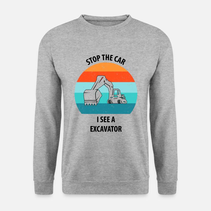 Bagger Baggerfahrer Baggerwagen - Unisex Pullover - Weißgrau meliert