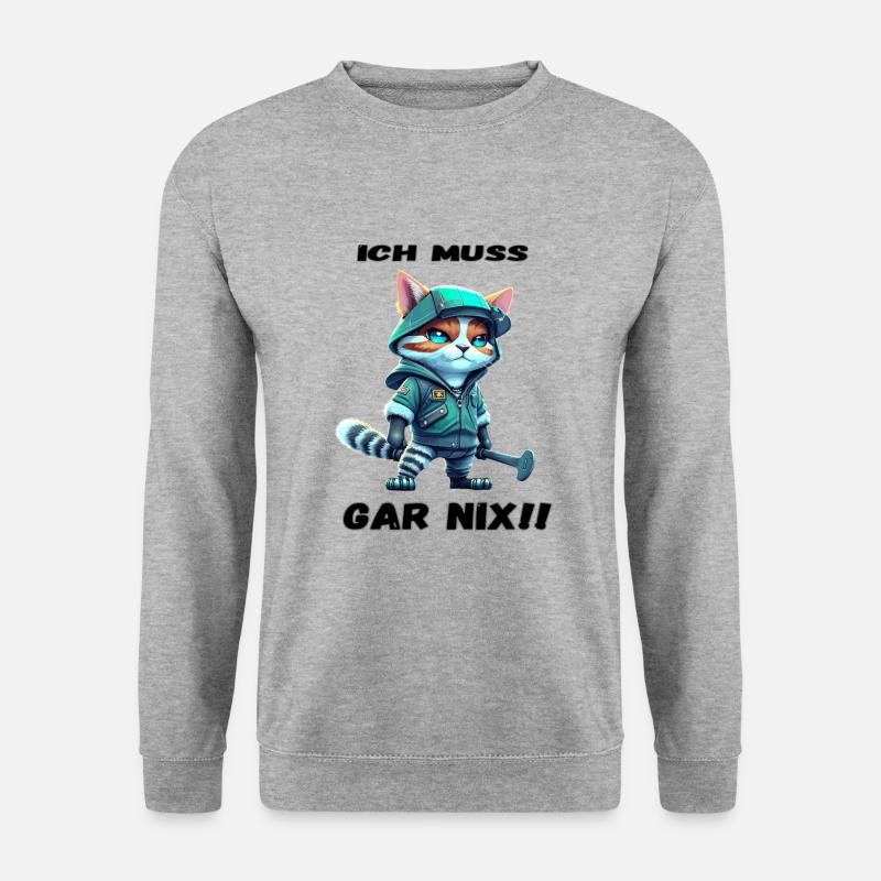 Ich muss gar nix Tee - Freiheit, Entspannung, Selb - Unisex Pullover - Weißgrau meliert