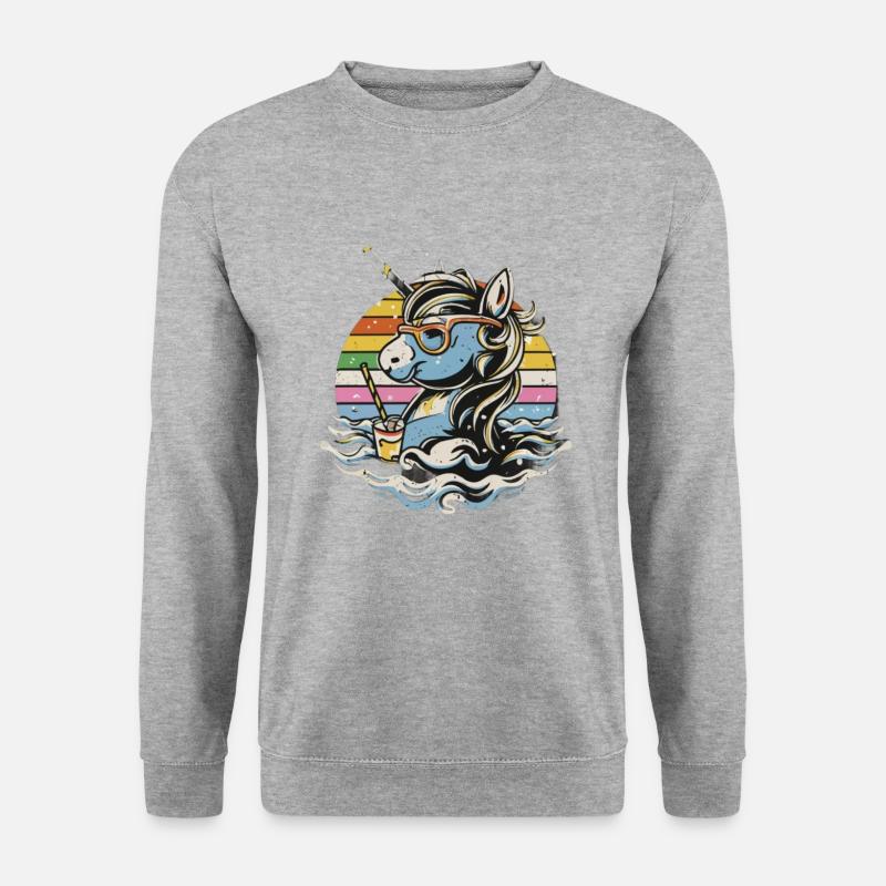 Sunshine Unicorn Tee - Magical Vibes, Einhorn - Unisex Pullover - Weißgrau meliert