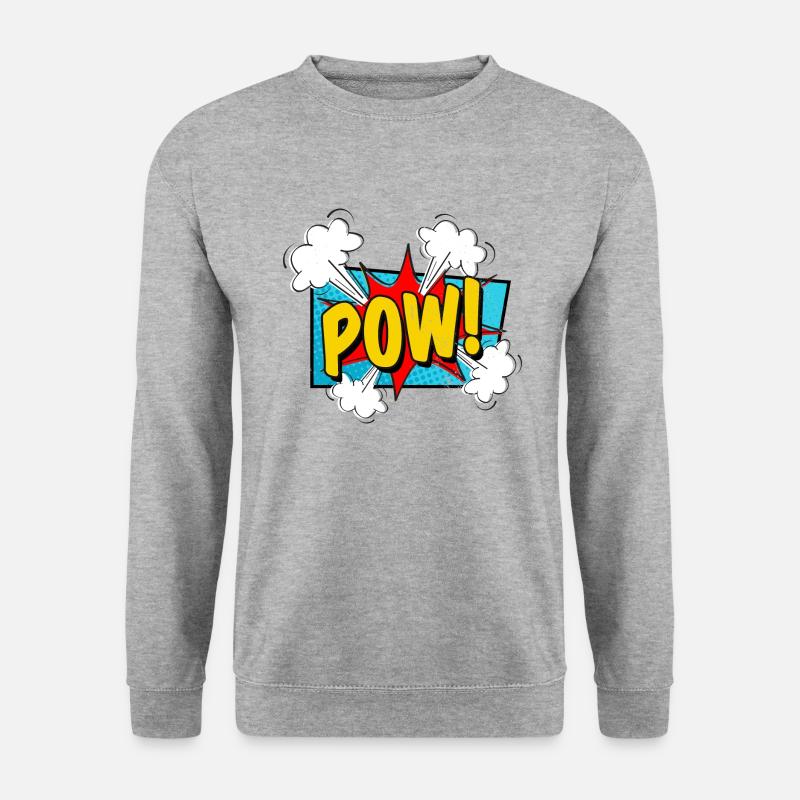 Pow Shirt Comic - Unisex Pullover - Weißgrau meliert