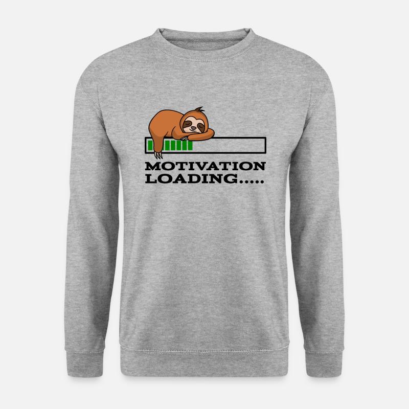 Motivation Loading - Faultiershirt Faultiersprüche - Unisex Pullover - Weißgrau meliert