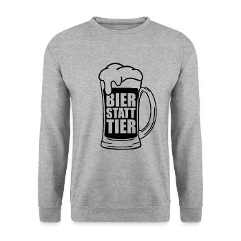 BIER STATT TIER VEGAN - Unisex Pullover - Weißgrau meliert - Vorne - Alina (178cm) & Michal (187cm)