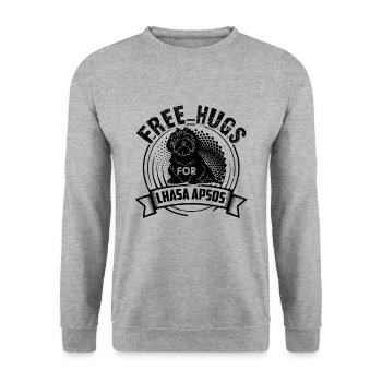 T-shirt câlins gratuits pour Lhasa Apsos - Sweat-shirt Unisexe - gris chiné - Devant - Alina (178cm) & Michal (187cm)