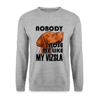 Niemand nasen mich wie mein Vizsla - Unisex Pullover - Weißgrau meliert - Vorne - Alina (178cm) & Michal (187cm)