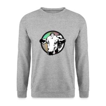Kuh - Unisex Pullover - Weißgrau meliert - Vorne - Alina (178cm) & Michal (187cm)